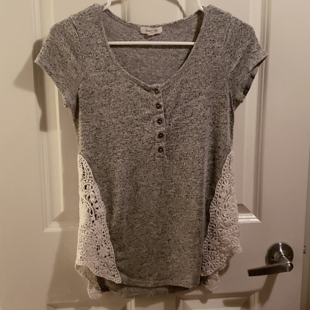 Heather grey macrame top